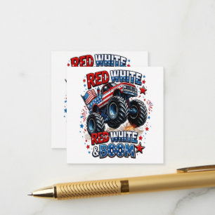 Cartão De Informações Caminhão Monstro Red White Boom