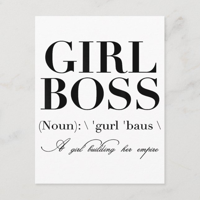Cartão De Informações Camiseta Girl Boss, Chefa Menina (Frente)