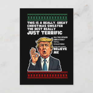 Cartão De Informações Camisola feia de Natal engraçada paródia Donald Tr