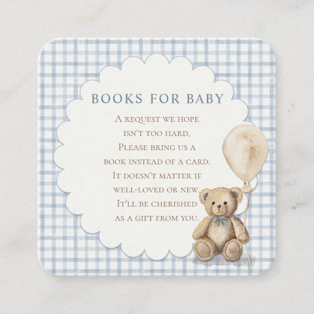 Cartão De Informações Can Bearly Wait Teddy Bear Books for Baby Shower (Frente)