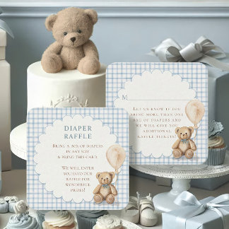 Cartão De Informações Can Bearly Wait Teddy Bear Diapers Boy Baby Shower
