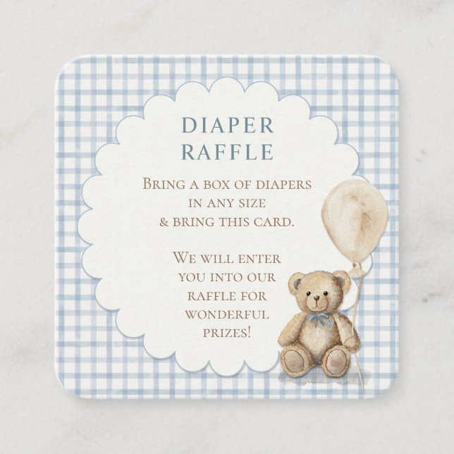 Cartão De Informações Can Bearly Wait Teddy Bear Diapers Boy Baby Shower (Frente)