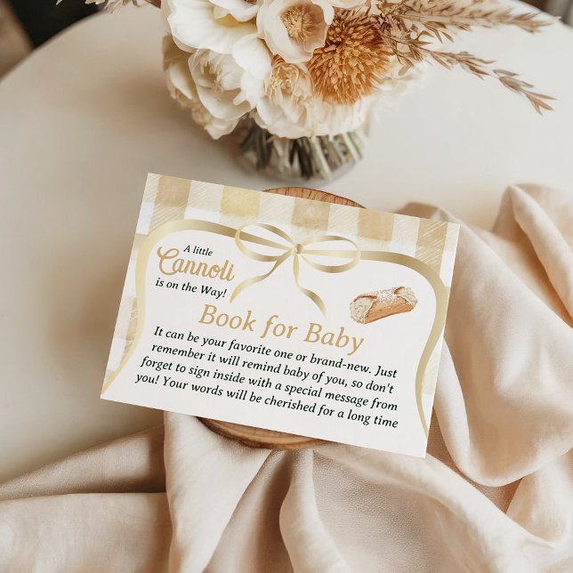 Cartão De Informações Cannoli Neutral Italian Baby Shower Book Request (Criador carregado)