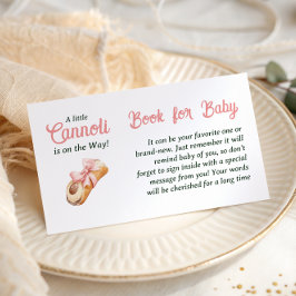 Cartão De Informações Cannoli Pink Bow Girl Italian Book For Baby Shower