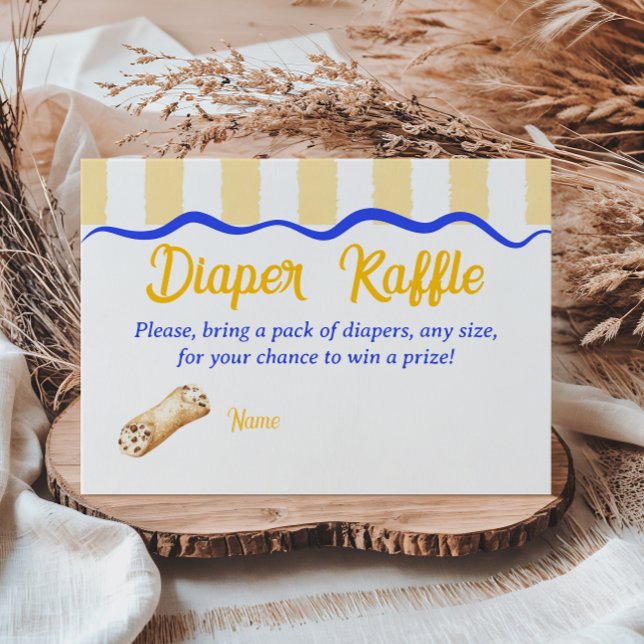 Cartão De Informações Cannoli Yellow Blue Italian Baby Shower Diaper (Criador carregado)