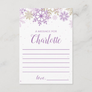 Cartão De Informações Cápsula do Tempo Winter Onederland roxo dourado