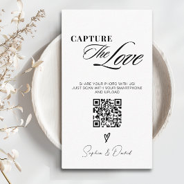 Cartão De Informações Captura do Amor Código QR de Casamento Minimalista