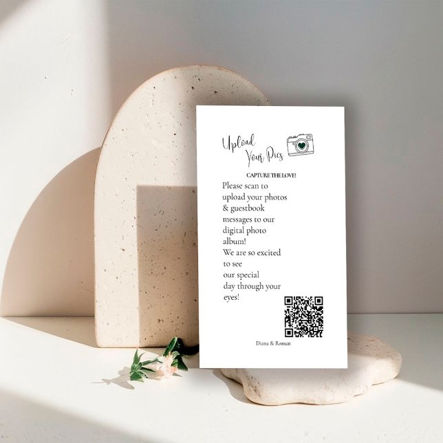 Cartão De Informações Capture Love QR code Wedding Guest Photo Sharing (Criador carregado)