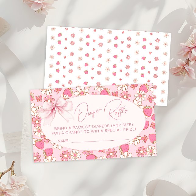 Cartão De Informações Caramelo rosa Fralda doce de morango Raffle (Criador carregado)