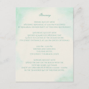 Cartão De Informações Cardápio de Casamento Aquarela Verde Menta