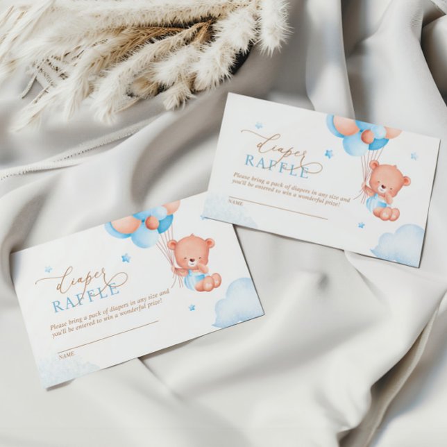 Cartão De Informações Carneiro Azul Balões Fralda Raffle (Criador carregado)