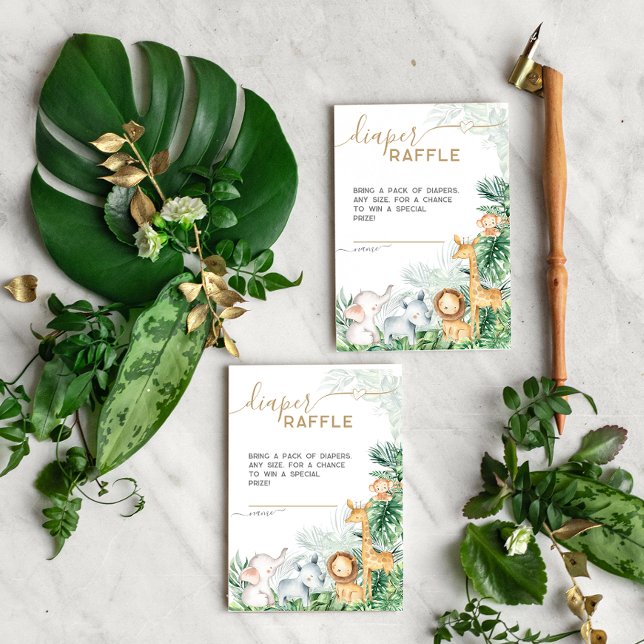 Cartão De Informações Carneiros Safari Fralda Chá de fraldas Raffle (Criador carregado)