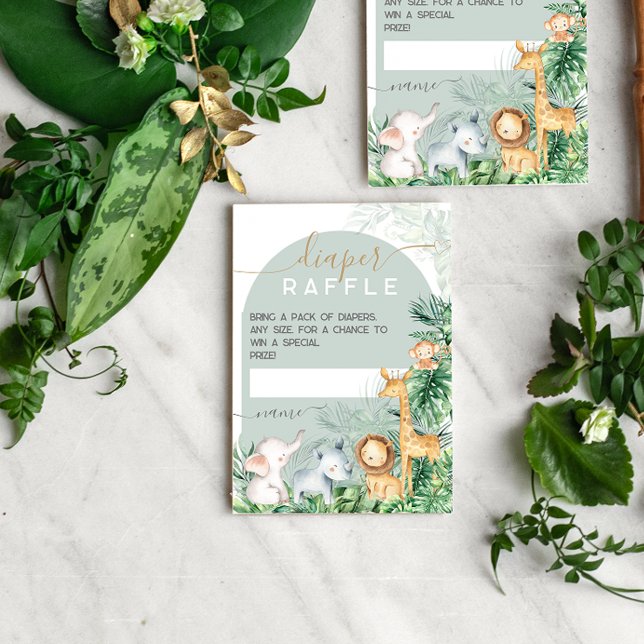 Cartão De Informações Carneiros Safari Fralda Chá de fraldas Raffle (Criador carregado)