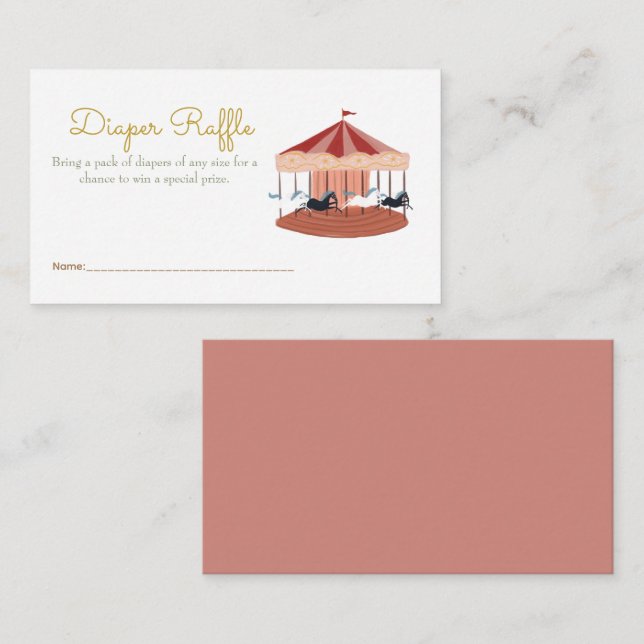Cartão De Informações Carousel Baby Fralda Raffle Enclosure Card (Frente/Verso)