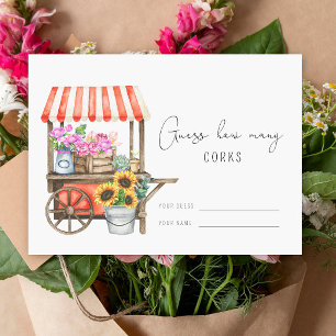 Cartão De Informações Carrinho de flores - Adivinhe quantas rolhas jogo 