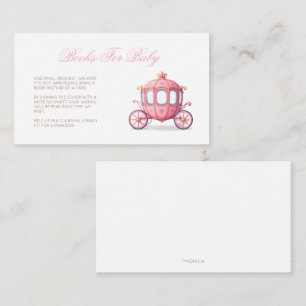 Cartão De Informações Carrinho de Princesa Rosa Livros para Chá de Bebê