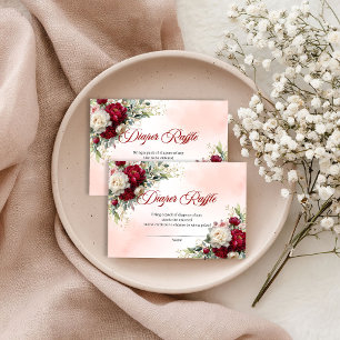 Cartão De Informações Carro de Rifas de Fraldas Boho Floral Luxo Dourado