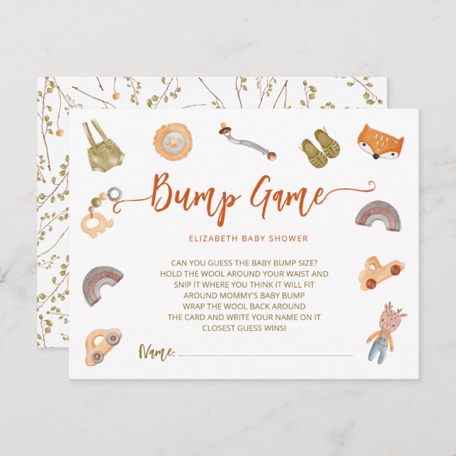 Cartão De Informações Carro do Invólucro do Chá de fraldas Boho Waterolo (Frente/Verso)