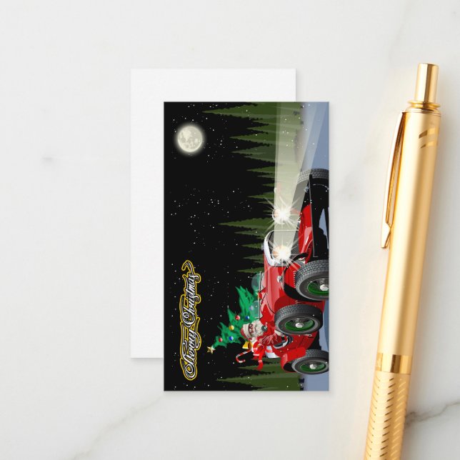 Cartão De Informações Carro vintage de Natal (Frente/Verso In Situ)