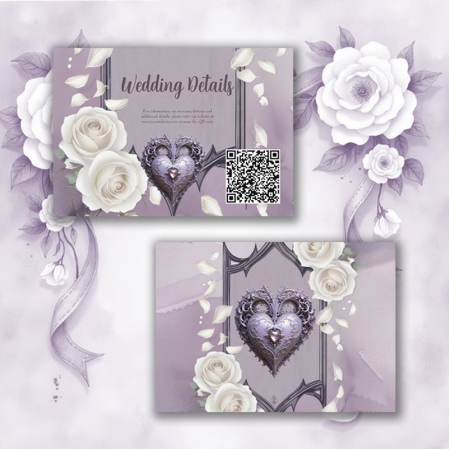 Cartão De Informações Cartucho com rosas brancas e cardíacas (Criador carregado)