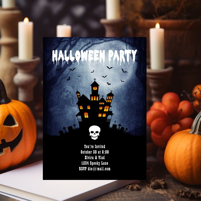 Cartão De Informações Casa Assaltada Spooky com Espírito Azul (Criador carregado)