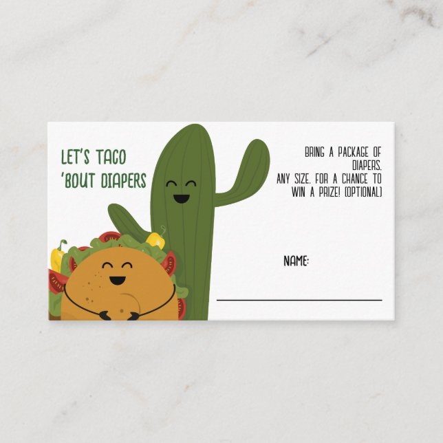 Cartão De Informações Casais de fiesta taco mexicano Fralda Raffle (Frente)