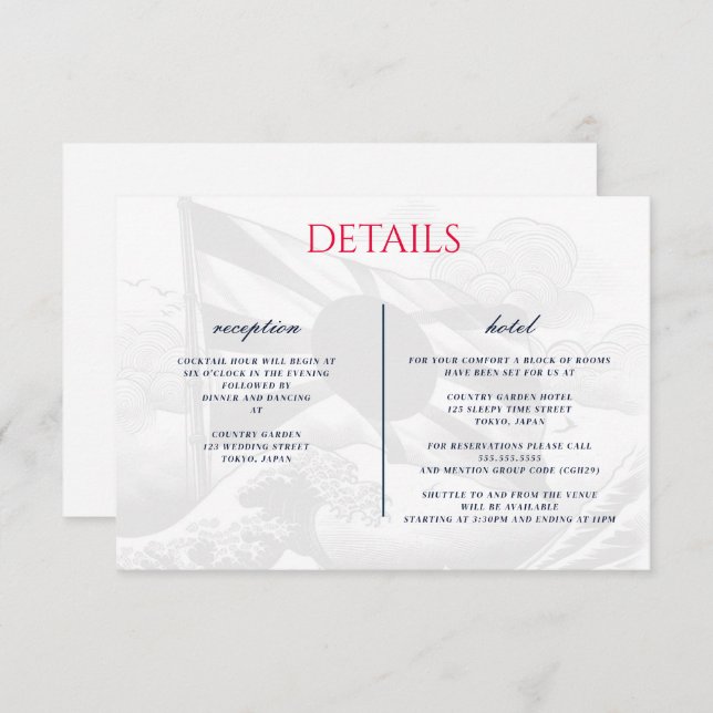 Cartão De Informações Casal do Japão (Frente/Verso)