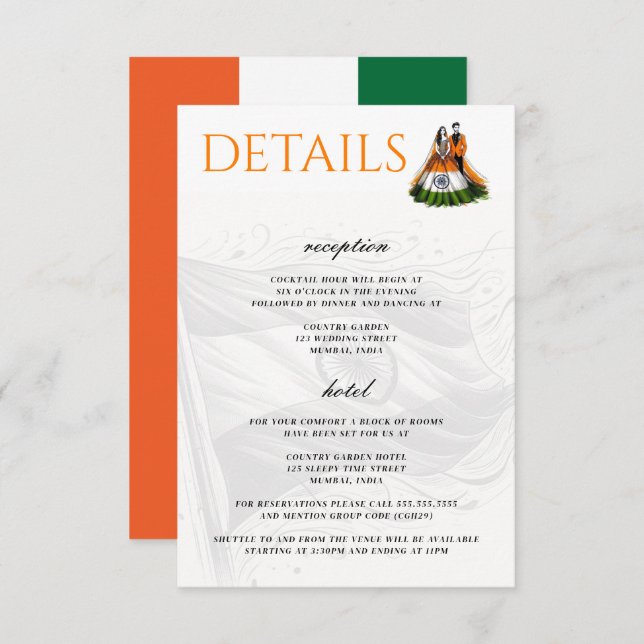 Cartão De Informações Casal Índia (Frente/Verso)