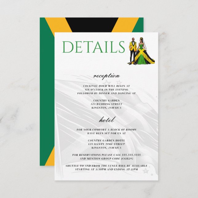 Cartão De Informações Casal Jamaica (Frente/Verso)