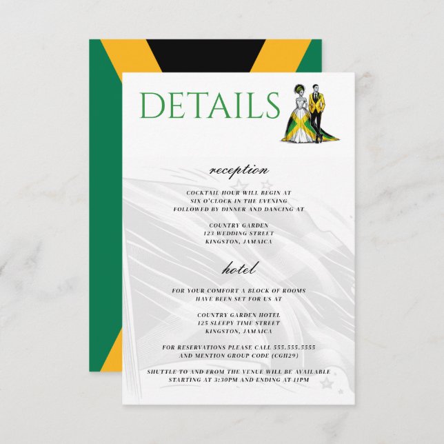 Cartão De Informações Casal Jamaica (Frente/Verso)