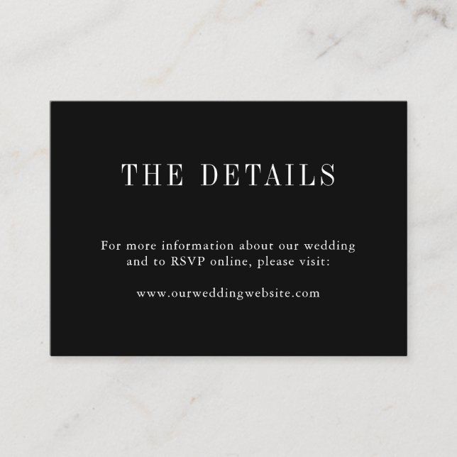 Cartão De Informações Casal Simples Moderno Monograma Nome Preto e Branc (Frente)