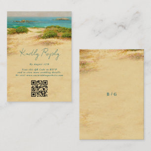 Cartão De Informações Casamento à Beira-Mar com Aquarela