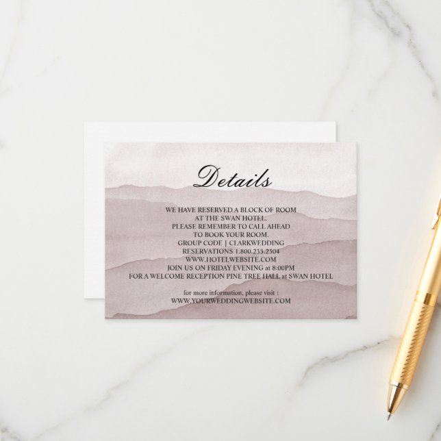 Cartão De Informações casamento abstrato poeirento de montanhas rosa (Frente/Verso In Situ)