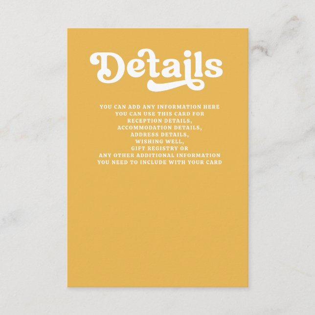 Cartão De Informações Casamento Amarelo-Fofo-Fofado-Fofo-Fofo-Fofo-Fogue (Frente)