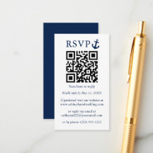 Casamento Âncora Náutica Azul QR RSVP