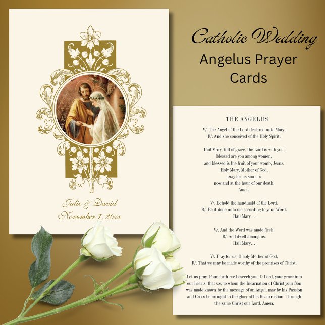 Cartão De Informações Casamento Angelus Prayer Betrothal Virgem Maria (Criador carregado)