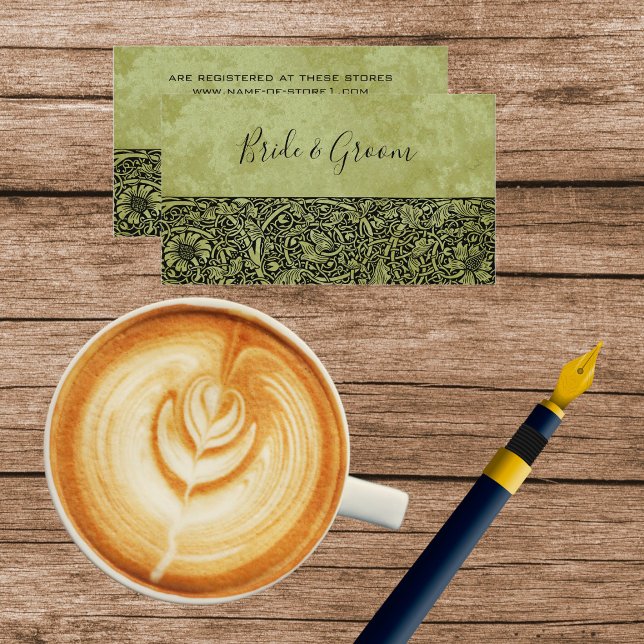 Cartão De Informações Casamento Antigo, Rolo Floral de Flores Vitorianas (Vintage Victorian Style Floral Scroll Decorative Border Wedding Enclosure Card)