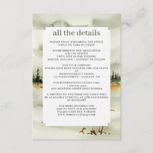 Cartão De Informações Casamento ao Ar Livre com Técnica de Aquarela