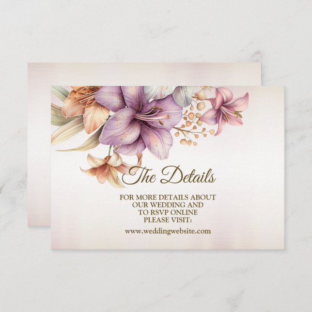 Cartão De Informações Casamento Aquarela Boho Flores Rosa Elegante (Frente/Verso)