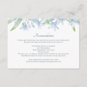 Cartão De Informações Casamento Aquarela Lírios Azuis
