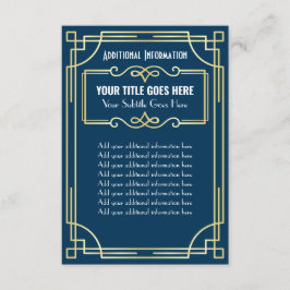 Cartão De Informações Casamento Art Déco Dourado Azul Informações Adicio