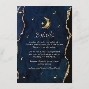 Cartão De Informações Casamento Azul Celestial Estrelas da Meia-Noite Lu
