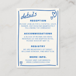 Cartão De Informações Casamento Azul Desenhado Junto