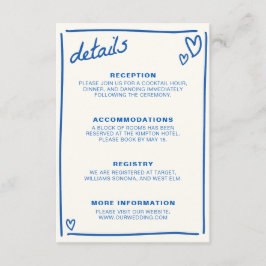 Cartão De Informações Casamento Azul Desenhado Junto