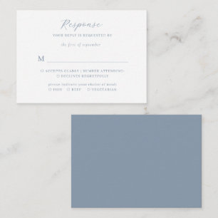 Cartão De Informações Casamento Azul Dusty - Script Minimalista BUDGET R