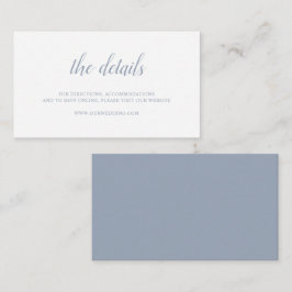 Cartão De Informações Casamento Azul Dusty, Simples Script Formal Elegan