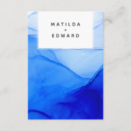 Cartão De Informações casamento azul e branco moderno e elegante