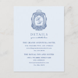 Cartão De Informações Casamento Azul Francês - Crest Barroco