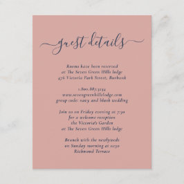 Cartão De Informações Casamento Azul Marinho e Beige Moderno