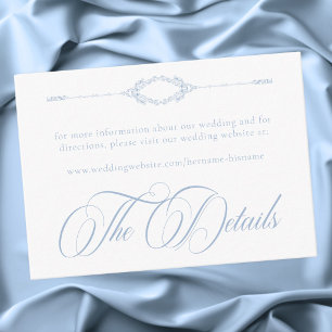 Cartão De Informações Casamento Azul Poeirento Barroco Vintage Elegante